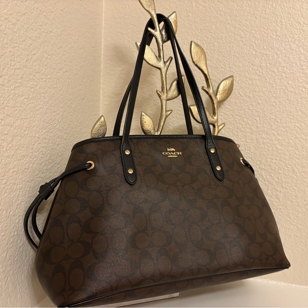 Coach Dark Brown Signature Tote